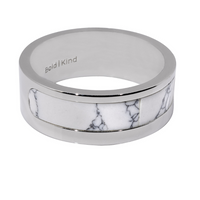 stainless steel ring with white marble, strength band, mindfulness practice, anxiety management