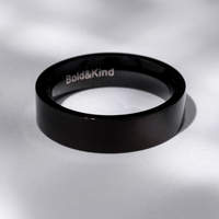 black plain band, black ring, black stacker ring