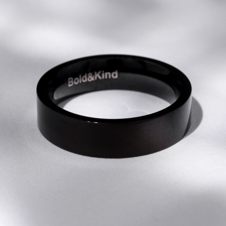 Plain black band online ring