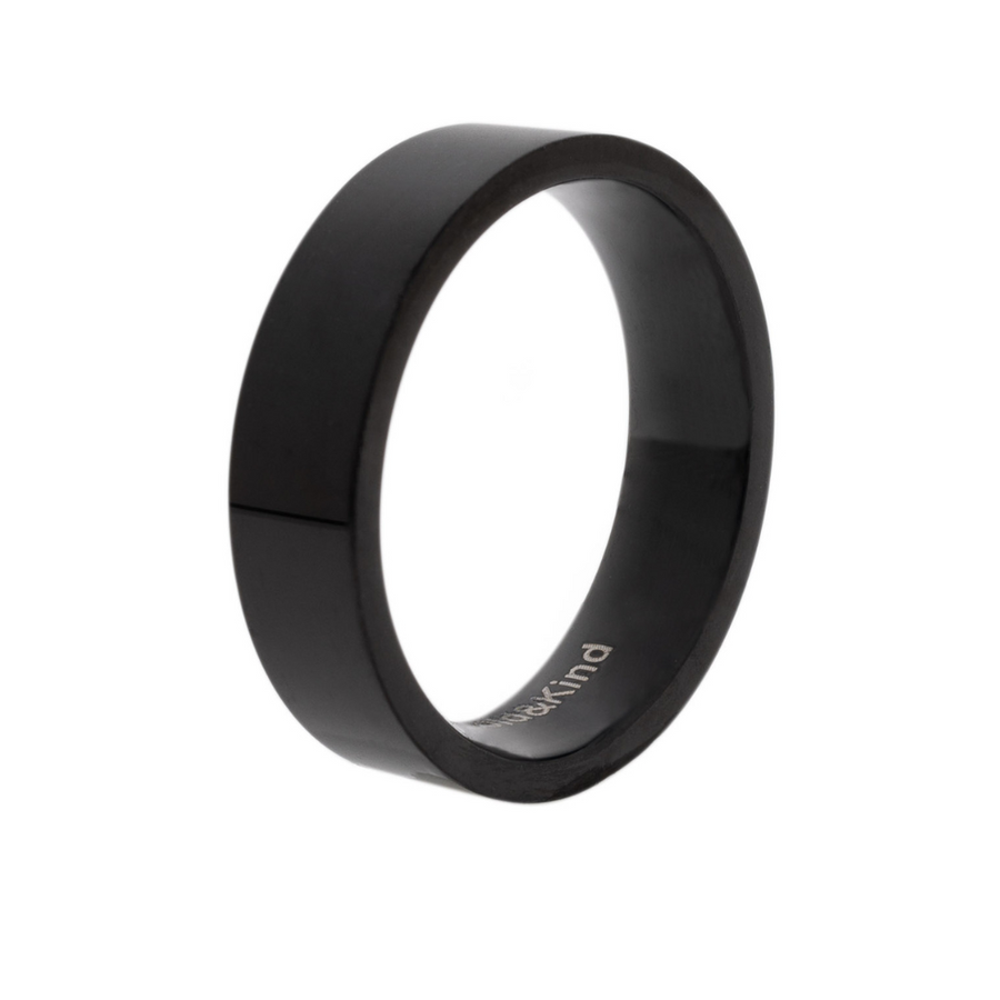 black plain band, black ring, black stacker ring