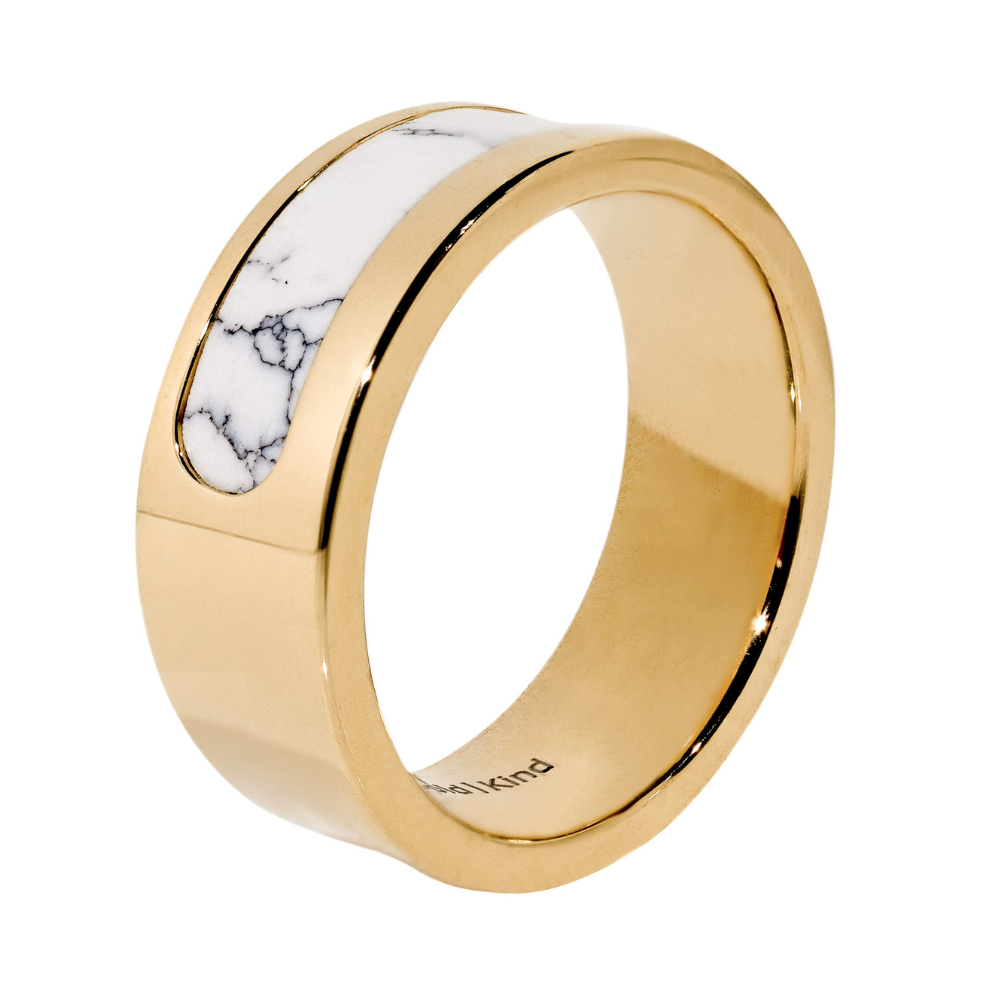 19k gold ring with white marble