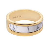 19k gold ring with white marble