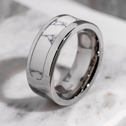 stainless steel ring with white marble, strength band, mindfulness practice, anxiety management